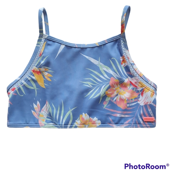 Roxy NWOT Girls Make Waves, Move Mountains Blue Floral Bralette Bikini Top 8-10 - Picture 10 of 10